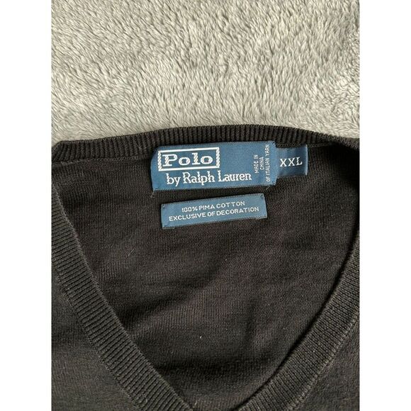Polo Ralph Lauren Mens V-Neck Pullover Sweater Size XXL Black - Picture 4 of 5